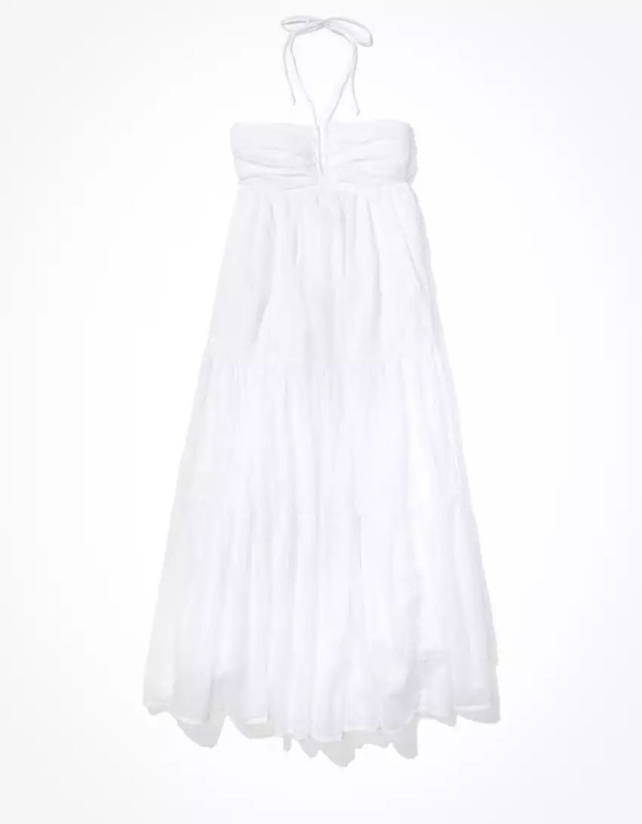 Robe Mi-longue American Eagle AE Ruched Halter Blanche Femme | DLO-14521128